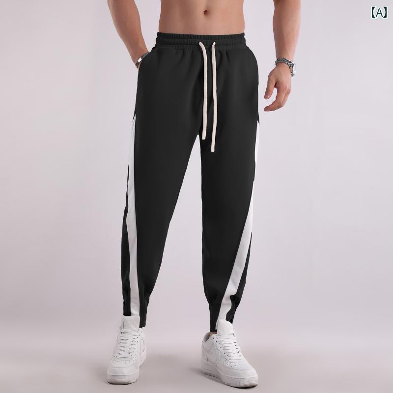 パンツ スウェット メンズ カレッジ カラー ブロック レギンス ファッション レトロ ワイド レッグ 快適 カップル