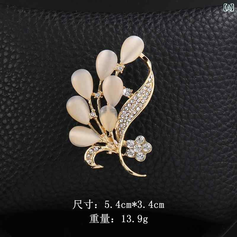 レディース アクセサリー ブローチ おしゃれ 大人かわいい ギフト ボックス キャッツアイ リーフ 象嵌 ..