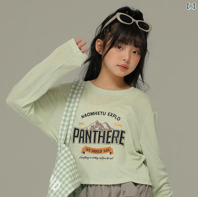 トップス 子供服 おしゃれ ナチュラル 普段着 キッズ 女の子 春夏 薄手 プリント 長袖 Tシャツ 子供 ラウンドネック 日焼け防止 ブラウス