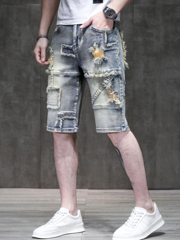 夏 メンズ デニム ショート パンツ 丈 ジーンズ メンズ ストレッチ性 薄手 ストレッチ シンプル カジュアル 加工 おしゃれ さわやか