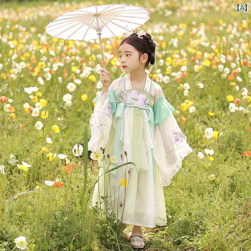 한복 소녀 복고 의상 슈퍼 페어리 스커트 페어리 우아한 차이나풍 아이 당나라 정장 소녀 여름 중국풍 키즈 패션