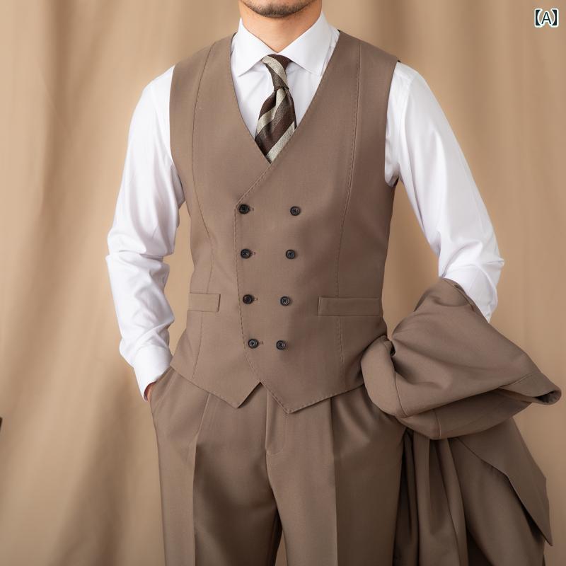 メンズ 紳士 メンズ ベスト チョッキ カジュアル ビジネス 通勤 レトロ シンプル おしゃれ 結婚式 パーティー