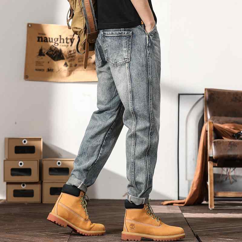 デニムパンツ メンズ スプライス ジーンズ 男性用 春夏 ゆったり 大きいサイズ ストレート アメリカン レトロ ライト カラー 長ズボン