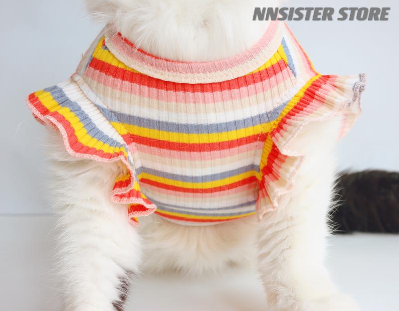 ペット品 洋服 ワンちゃん 猫ちゃん おしゃれファッション 恋人 綿 ストライプシャツ 猫 服 プリンセス かわいい 春夏 薄手 ペット 犬