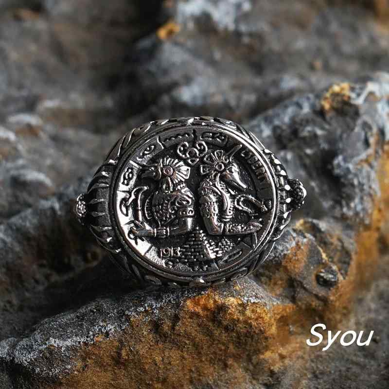 指輪 アヌビス レトロ チタン鋼 リング パンク 非退 メンズジュエリー エジプト 信仰 アクセサリー ジュエリー