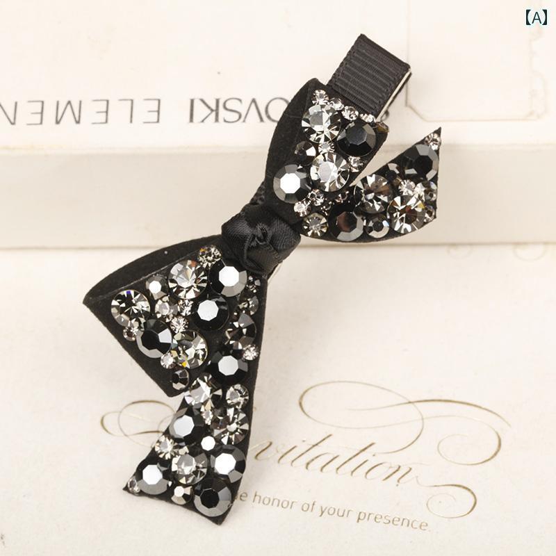 アクセサリー サイド クリップ ヘア 韓国 光沢 チェコ オーストリア レザー リボン 前髪