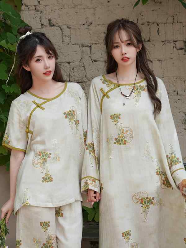 パジャマ レディース ルームウェア レトロ 中国 韓服 ナイトガウン レディース 夏 通気性 ソフト 竹 綿..