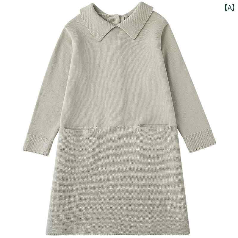 ドレス ワンピース キッズ かわいい ナチュラル 子供服 冬 子供 カジュアル コットン ポロ 親子 ニット 長袖 女の子