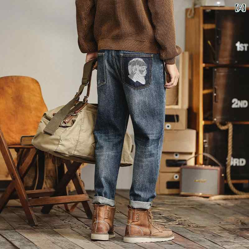 ジーンズ メンズ デニム ロングパンツ ストレート カジュアル ストリート おしゃれ 着やい 動きやい 快適 イベント レジャー アウトドア キャンプ ワーク 作業着 デイリー