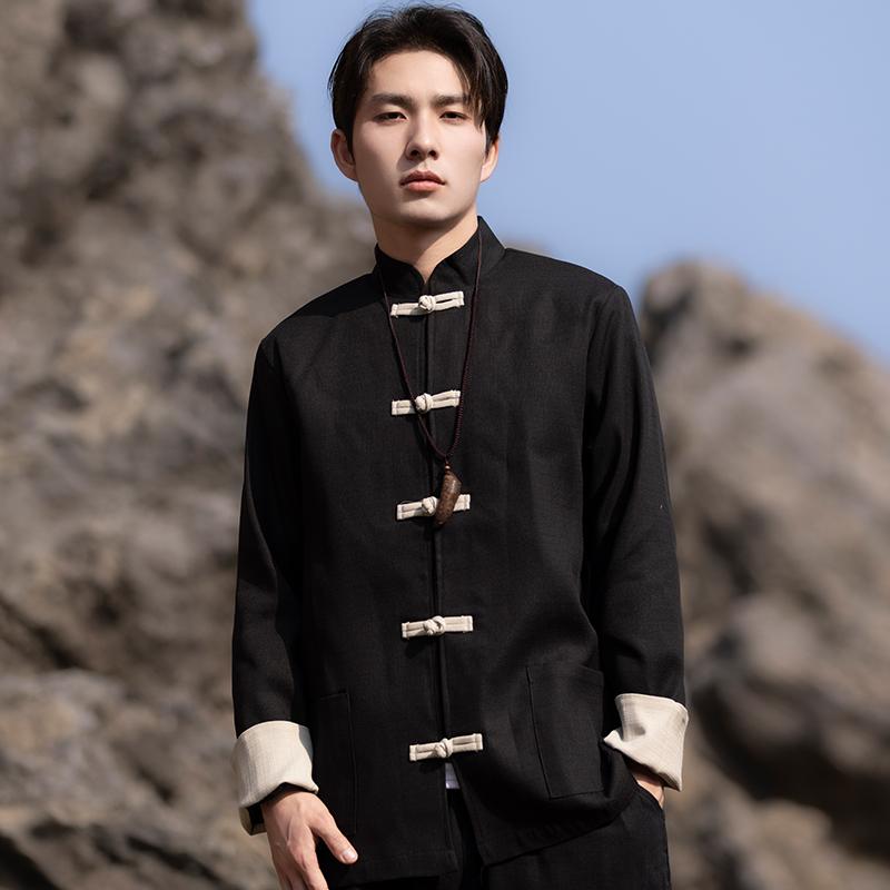 トップス ジャケット 武術着 功夫 太極拳 メンズ チャイニーズ スタイル 春秋 ボタン スーツ ゆったり 唐 スーツ 男性