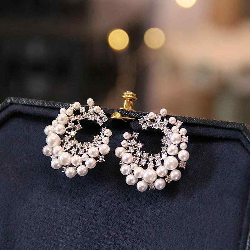 ピアス 耳飾り 花嫁 豪華感 ウェディング ドレス ラウンド さりげい ハート スイート パール アクセサリー パーティー 華やか イベント