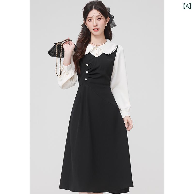 Other - レディース 婦人服 レディース ワンピース ドレス かわいい おしゃれ エレガント クラシカル フレンチ レトロ 清楚 秋 上品 重ね着風 レイヤード風