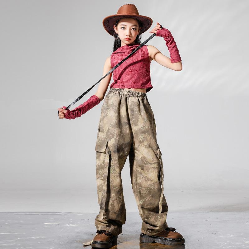 子供 キッズウェア 女の子 へそ出し フード セットアップ ジャズ ダンス パフォーマンス 衣装 ストリート ファッション かわいい おしゃれ レトロ スタイリッシュ イベント