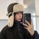 レトロ 子羊 起毛 帽子 レディース 冬 厚手 暖かい サイクリング 防風パイロット 耳保護帽子 メンズ