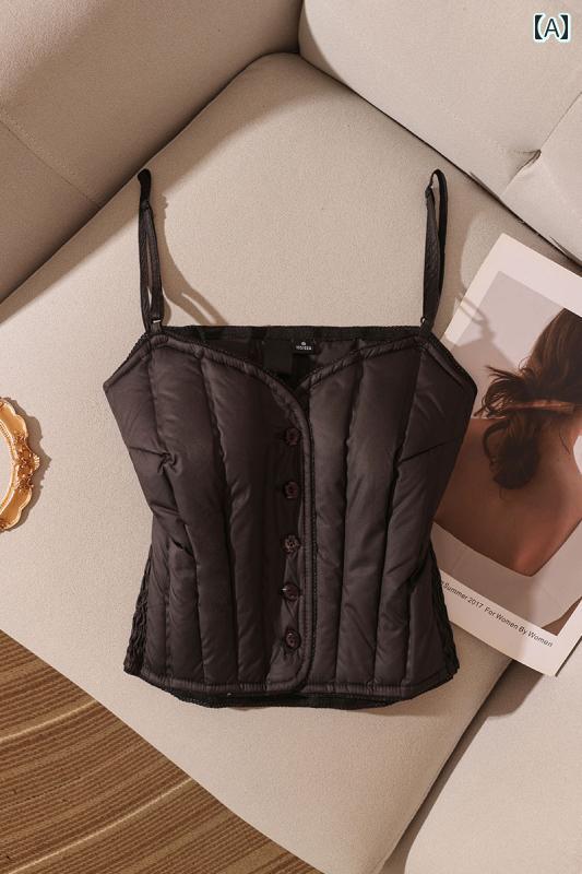 レディース 秋冬 キャミソール ダウンベスト モテ服 レイヤード 暖かい かわいい おしゃれ 韓国 イベント フェス 日常着 旅行 女子会 レジャー アウトドア 通学 通勤 デート アップ