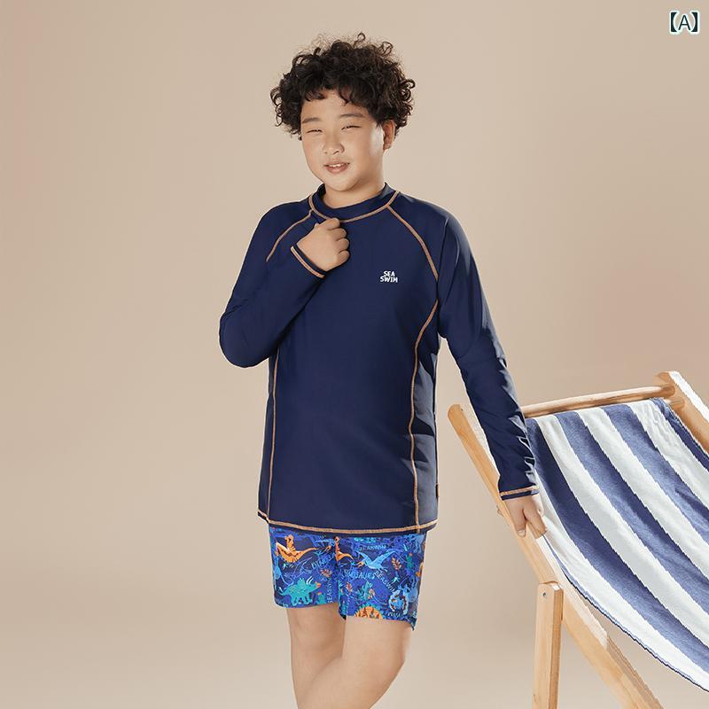 水着 子供 キッズ スイムウェア 男の子 長袖 水泳 プール 海水浴 ビーチ サーフィン マリンスポーツ 日焼け防止 シンプル