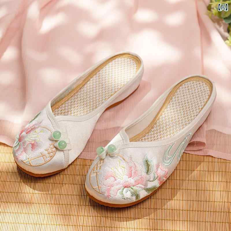 Casual summer women's shoes, ethnic, retro, stylish, fabric shoes, old-fashioned, Han, mercerized satin, Chinese style, clothing shoes, Hanbok, single shoes.