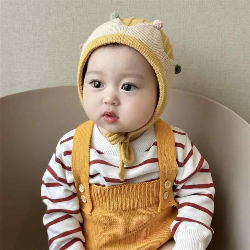 ベビー 帽子 韓国 幼児 プルオーバー 秋冬 0から6ヶ月 新生児 耳保護 保温性
