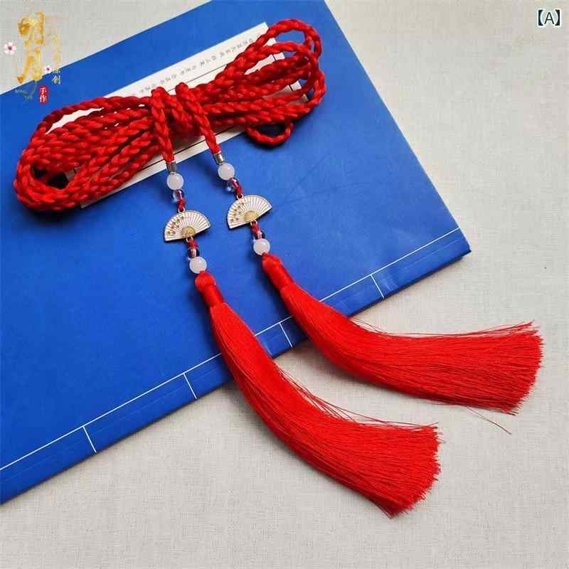 タッセル おしゃれ ストラップ レディース メンズ オールシーズン 中華風 アクセサリー ダブル 手織り ウエストマーク ペンダント 扇子 アンティーク
