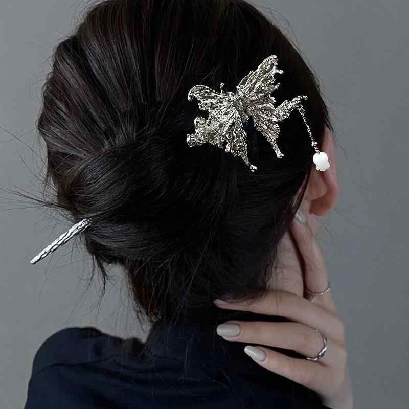 レディース かんざし 和風 着物 アクセサリー 蝶 ヘアピン シンプル ヘアアクセ ヘア モダン ヘアピン ..