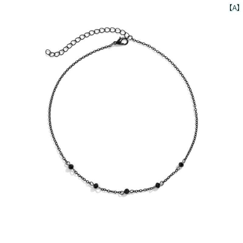 ネックレス アクセサリー チェーン ビーチ 水着 エスニック サマーフェス ビキニ ボヘミアン 黒 クリスタル 薄型 メタル 女性 アメリカ レトロ 魅惑的 ファッション マッチング ドレス 鎖骨 チョーカー