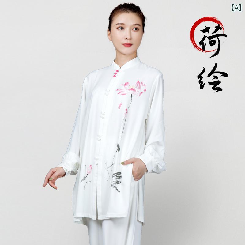 レディース 夏 太極拳ウェア 武道着 演舞 カンフー 太極拳 服 ハイエンド 競技 パフォーマンス 練習 春秋