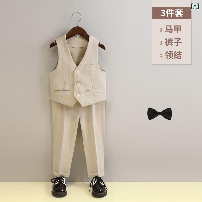 子供服 フォーマル キッズ 春秋 スーツ パンツ シャツ ベスト 蝶ネクタイ 男の子 写真撮影 発表会 パフォーマンス 衣装 セット