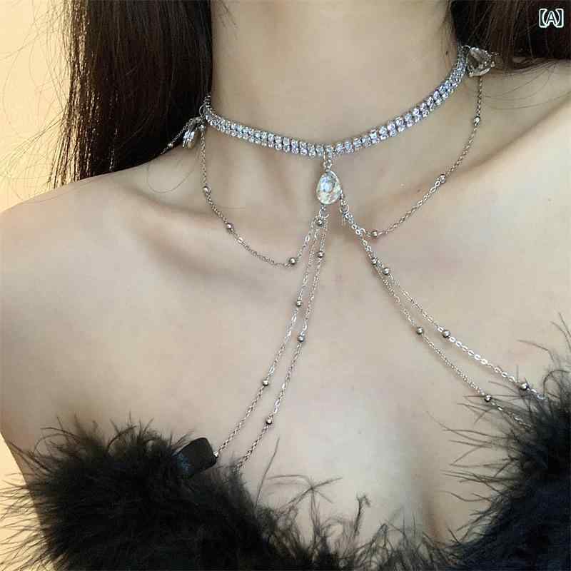 ネックレス レディース バスト チェーン ガーリー Y2K サブカル 魅惑 ボディ 装飾 スタイリッシュ アク..