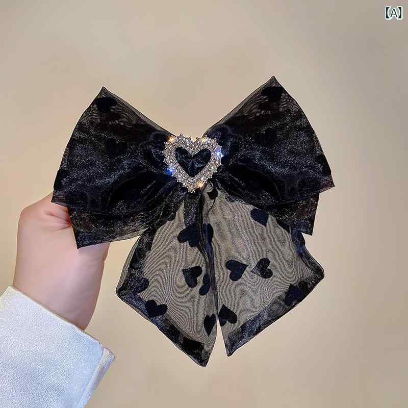 レディース ヘア アクセサリー 韓国 糸 リボン ヘアピン バック ヘッド ラインストーン 頭飾り クリッ..