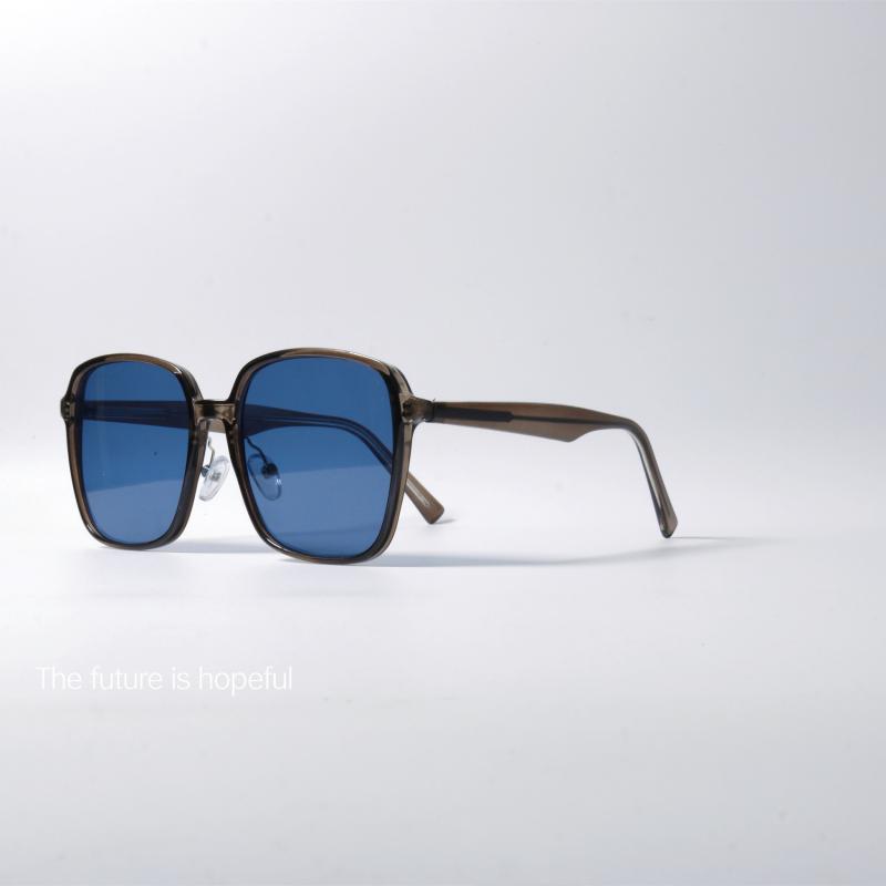 サングラス おしゃれ オールシーズン シンプル スクエア ラージ フレーム ブルー サングラス UV 400 紫外線 保護 クラシック サングラス(4.0)