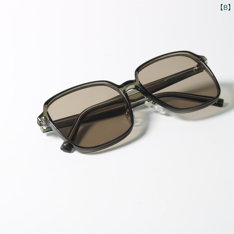 サングラス おしゃれ オールシーズン シンプル スクエア ラージ フレーム ブルー サングラス UV 400 紫外線 保護 クラシック サングラス