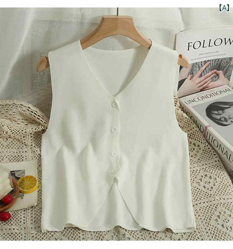 トップス レディース カジュアル おしゃれ フレンチ レトロ スタック ショート ノースリーブベスト 女性 秋 ベスト スリムフィット