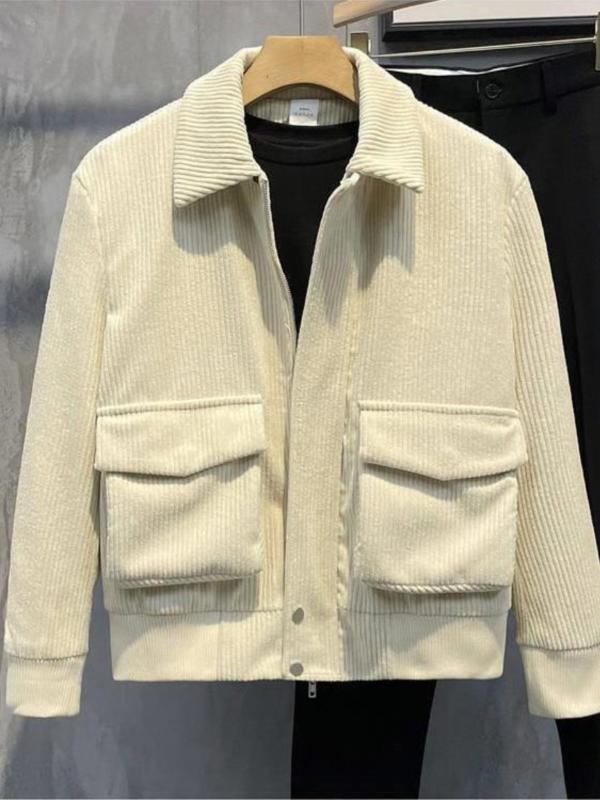 ジャケット メンズ ファッション 無地 ワイド 秋冬 暖かい コーデュロイ ショート 韓国 カジュアル シンプル 大きめ ポケット