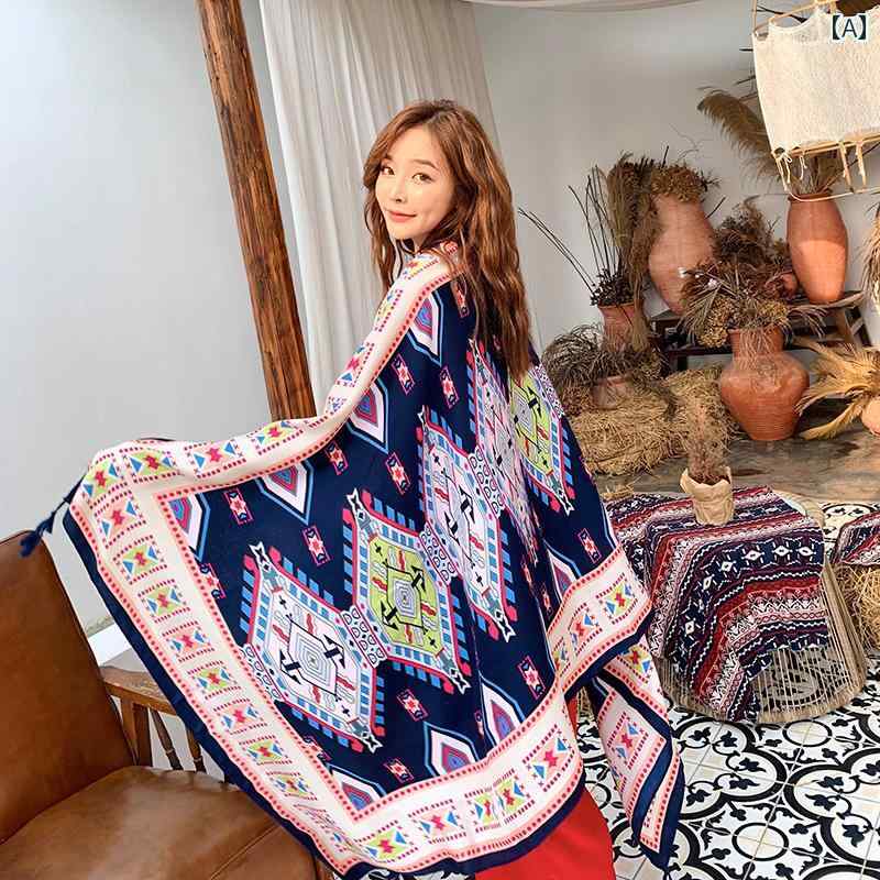 スカーフ マント 日焼け防止 学生 レディース 幾何学模様 エスニック 春秋夏 大きめ 携帯 アウトドア ビーチ 日焼け対策 おしゃれ