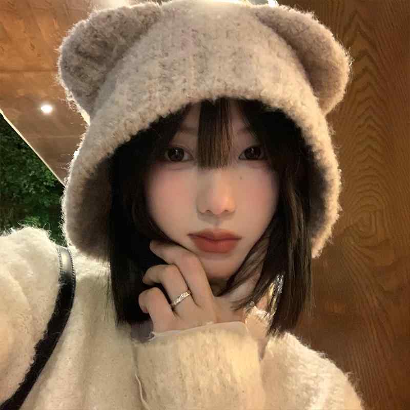 秋 冬 帽子 防寒 あったかい かわいい クマ 耳 ぬいぐるみ 帽子 女性 メイラード 顔 明らかに 小さい ロシア 帽子 暖かい 耳保護 帽子