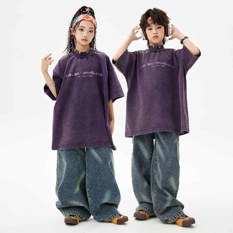 子供服 女の子 男の子 Tシャツ ジーンズ コスチューム バンド ダンス ヒップホップ ストリート系 パフォーマンス 衣装 クール かっこいい キッズ
