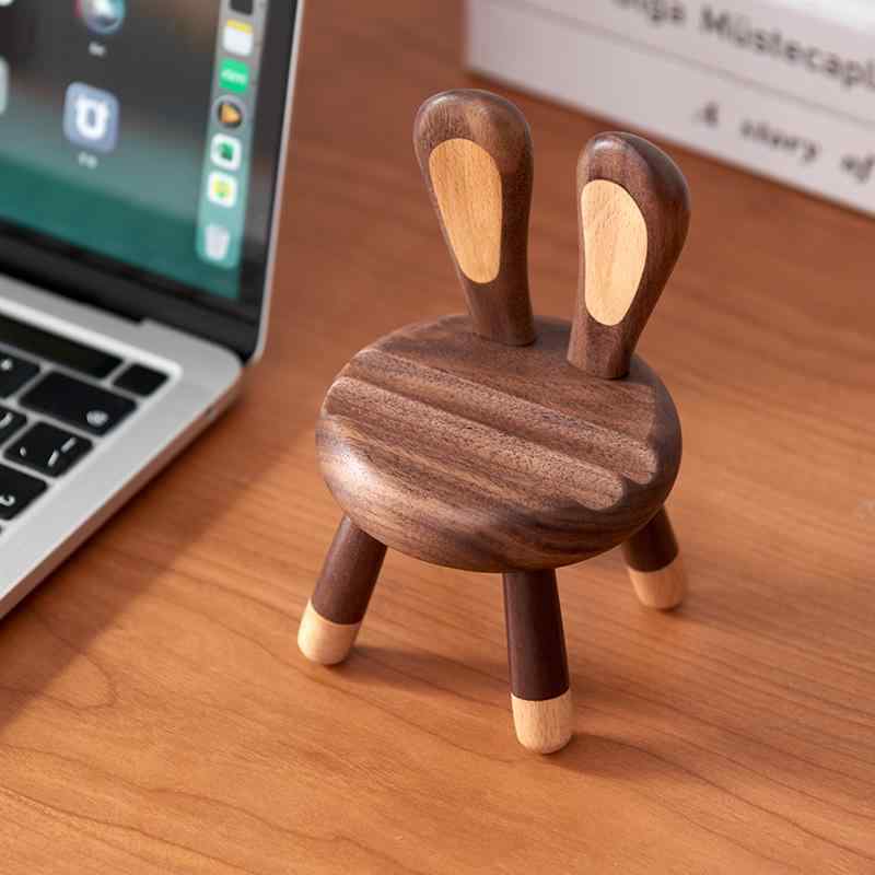雑貨 小物 スマホホルダー スマホ立て タブレットスタンド 室内装飾 装飾品 木 うさぎ かわいい レトロ オフィス デスク