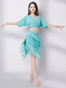 ベリーダンス レディース 練習服 フリンジ スカート 夏 パフォーマンス セット ラテン レディース ピンク グリーン