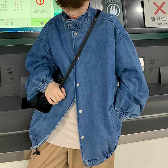 ジャケット レディース 秋 春 シンプル シティ ボーイ シルエット デニム 伸縮性 裾 ハイネック