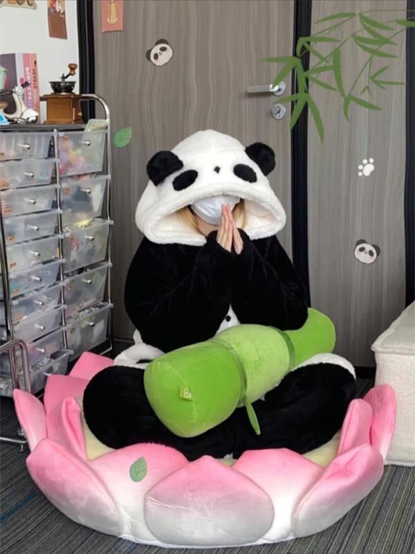 パジャマ 着ぐるみ かわいい ジャイアントパンダ フード サンゴ 起毛 レディース 冬 厚手 フランネル ホーム 服 スーツ ナイトウェア ルームウェア