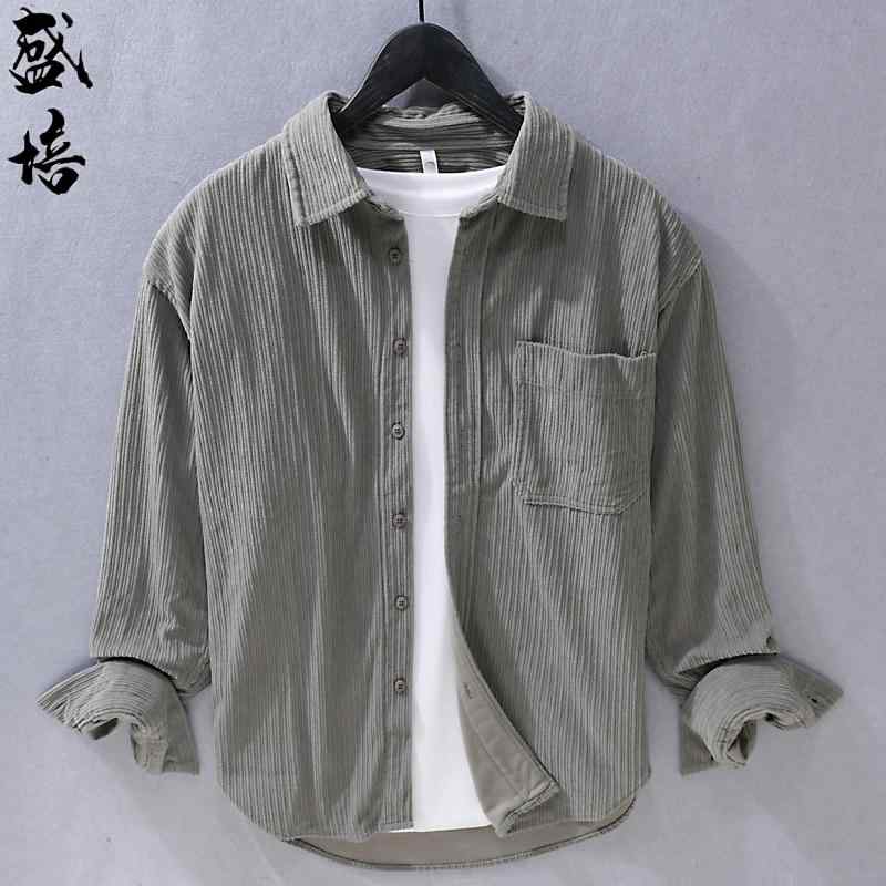 トップス シャツ トップス ジャケット メンズ 爽か シンプル コーデュロイ 長袖 カジュアル ワークウェア シンプル 春秋 コーデュロイシャツ