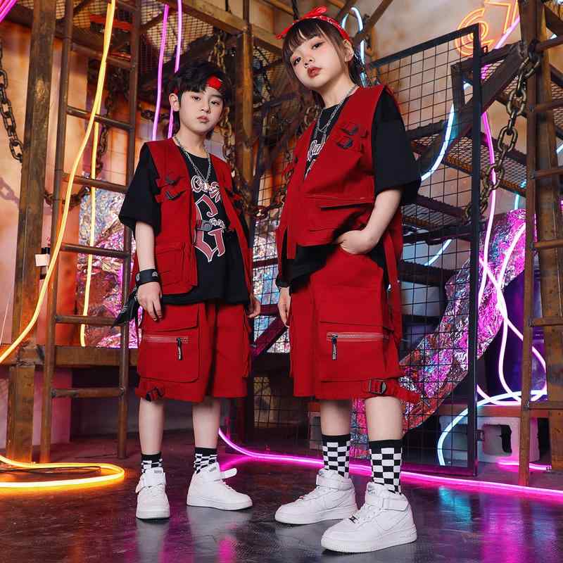 子供服 女の子 男の子 Tシャツ ベスト ショートパンツ コスチューム バンド ダンス ヒップホップ ストリート系 パフォーマンス 衣装 クール かっこいい キッズ