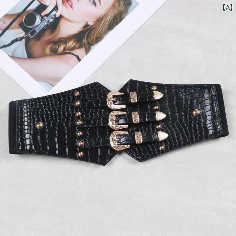 レディース コート ベルト おしゃれ ウエスト バンド ワイド ガードル スリム 装飾 ドレス シャツ ジャ..