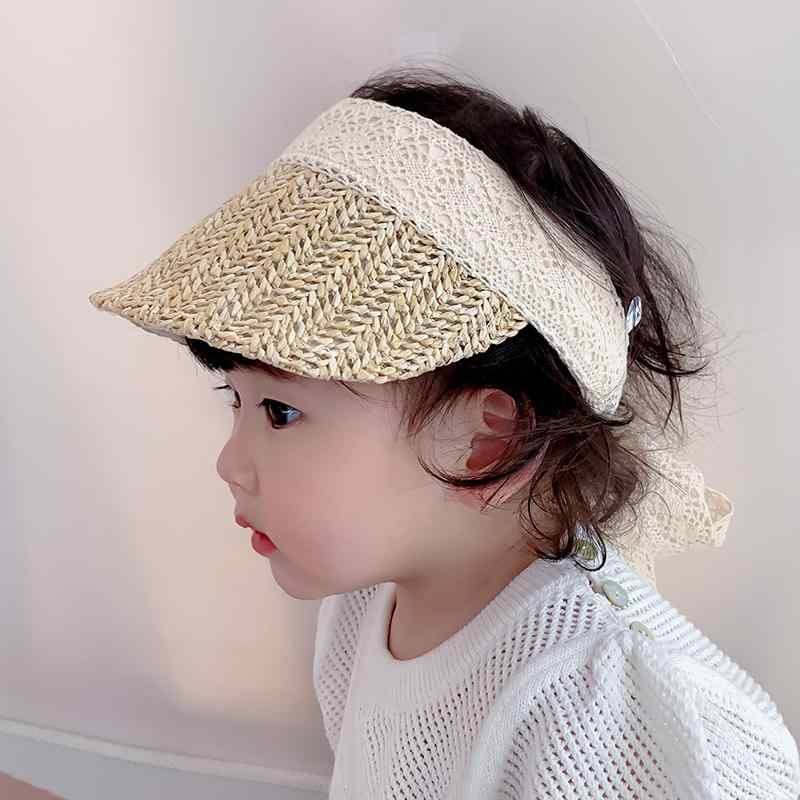 サンバイザー ベビー 帽子 かわいい キャップ ひさし帽 小物 日除け UVカット 草編み 幼児 赤ちゃん 装..