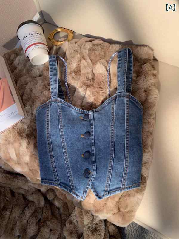 Other - レディース 夏 デニム ビスチェ モテ服 セクシー お腹見せ レイヤード かわいい おしゃれ きれいめ 韓国 イベント フェス パーティー 日常着 アウトドア ダンス レジャー デート アップ 映え