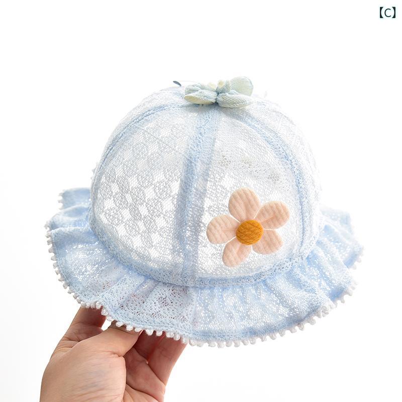 ベビー 赤ちゃん 新生児 子供 夏 レースコットン帽子 UV陽射し対策 頭保護 かわいい おしゃれ 快適 通気性 柔らかい 外遊び 屋外 外出 プレゼント 3