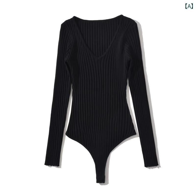 レディース セーター アメリカン 魅惑的 V ネック ワンピース 長袖 秋 スリムフィット ストライプセーター