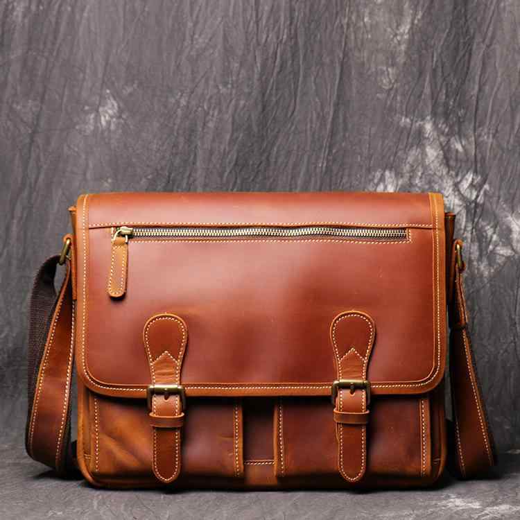 Unisex Bags - ブリーフ ケース ハンドバッグ 英国初層 牛革 レトロ 革 レザー メンズバッグ ショルダー クロス ボディバッグ メッセンジャーバッグ