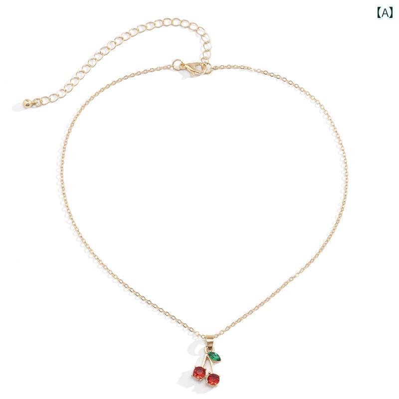 メンズ レディース チェリー ネックレス アクセサリー おしゃれ 豪華感 煌びやか デート ペア イベント フェス パーティ フォーマル ダンス コスチューム ステージ 衣装 クラブ 映え