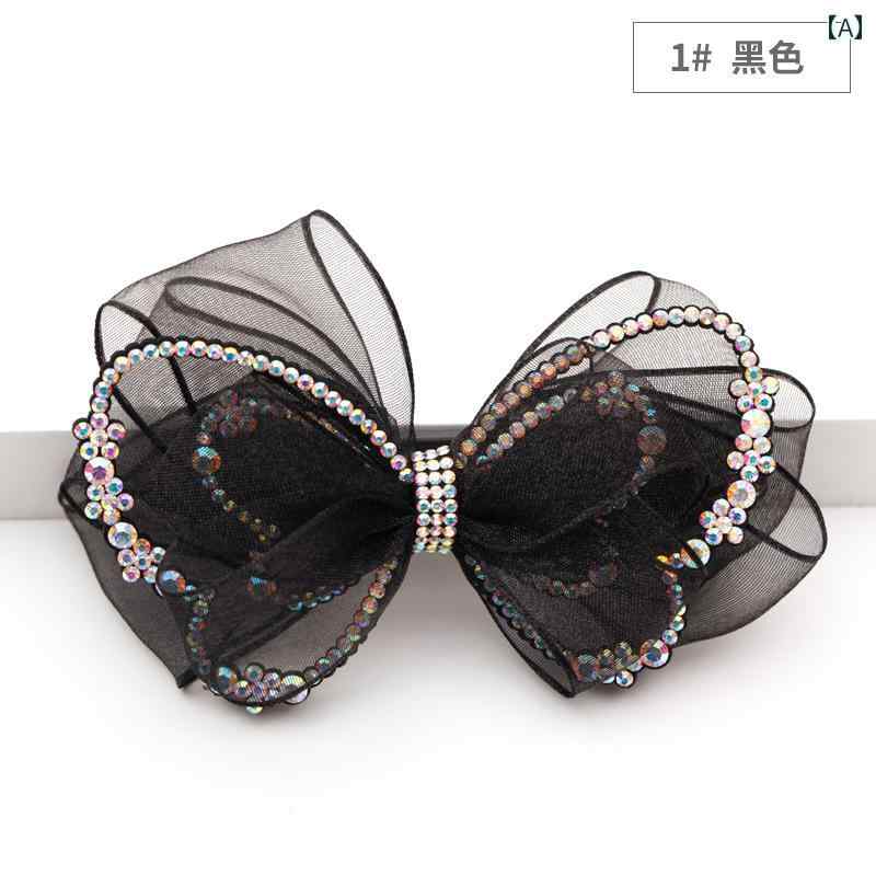 レディース ラインストーン アクセサリー ヘア 髪留め 髪飾り リボン 大きい トップ クリップ 韓国 水..